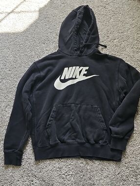 Nike Black Hoodie with White Swoosh Logo